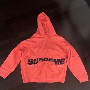Supreme Bright Coral Hoodie with Black Lettering